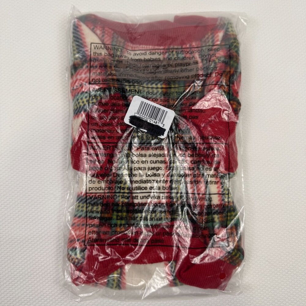 Eddie Bauer Red Plaid Pet Bodysuit Size Small Flannel Family Dog Pajamas NEW - Picture 8 of 13